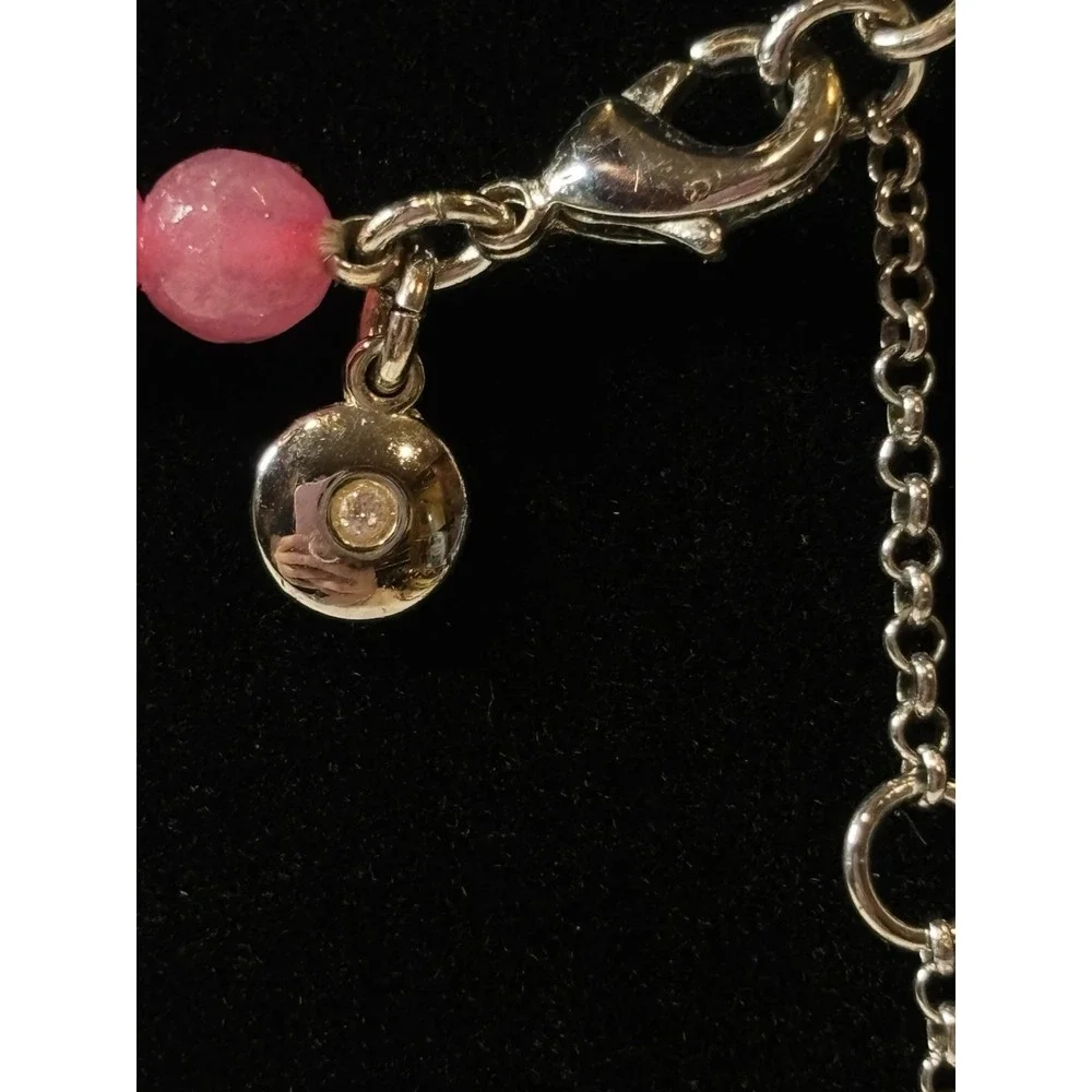 J Crew Necklace Faceted Rose Colored Rondelle Beads Gold Hammered Metal Pendant